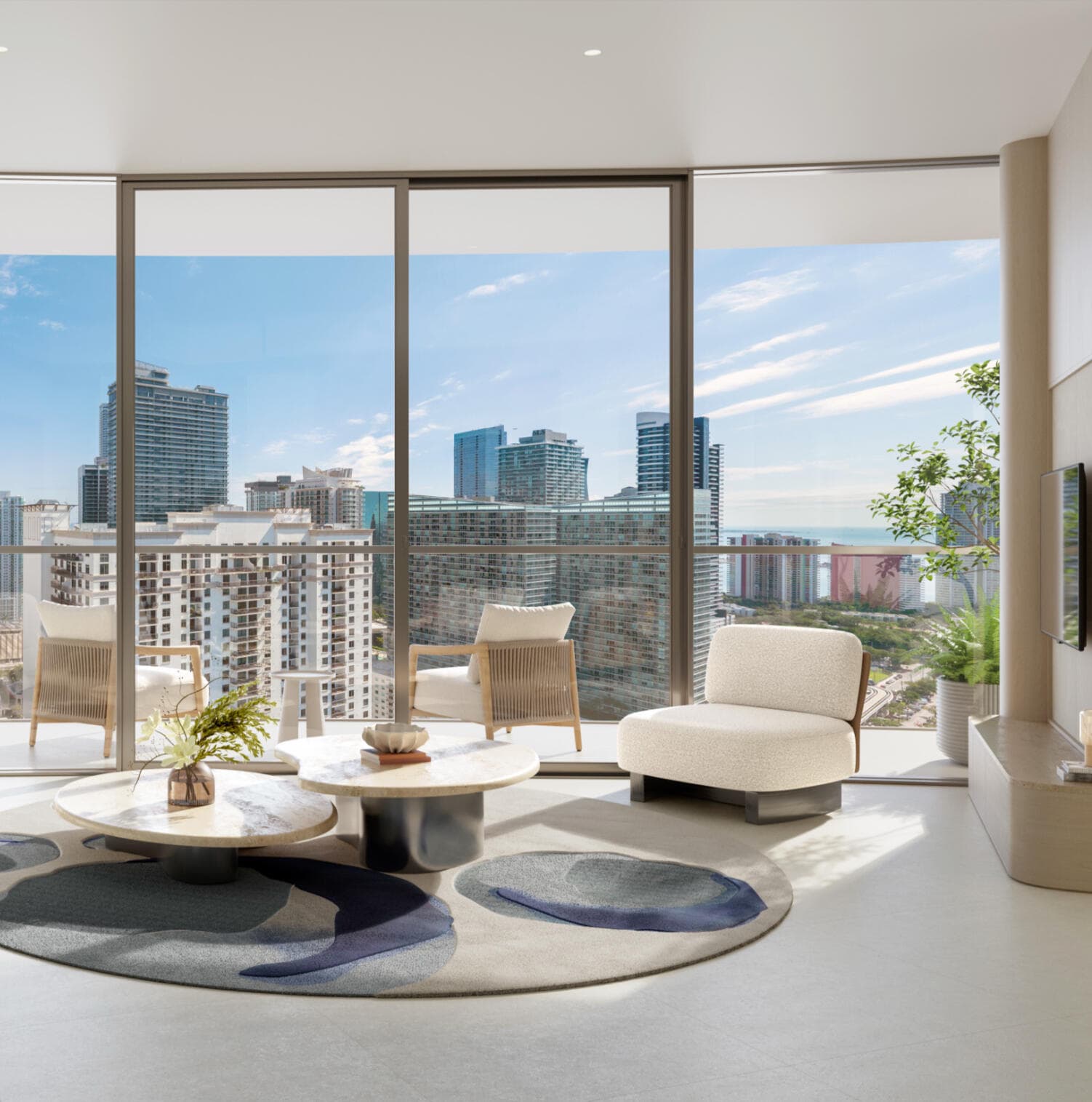 Interior de una residencia amoblada de One Twenty Brickell Residences